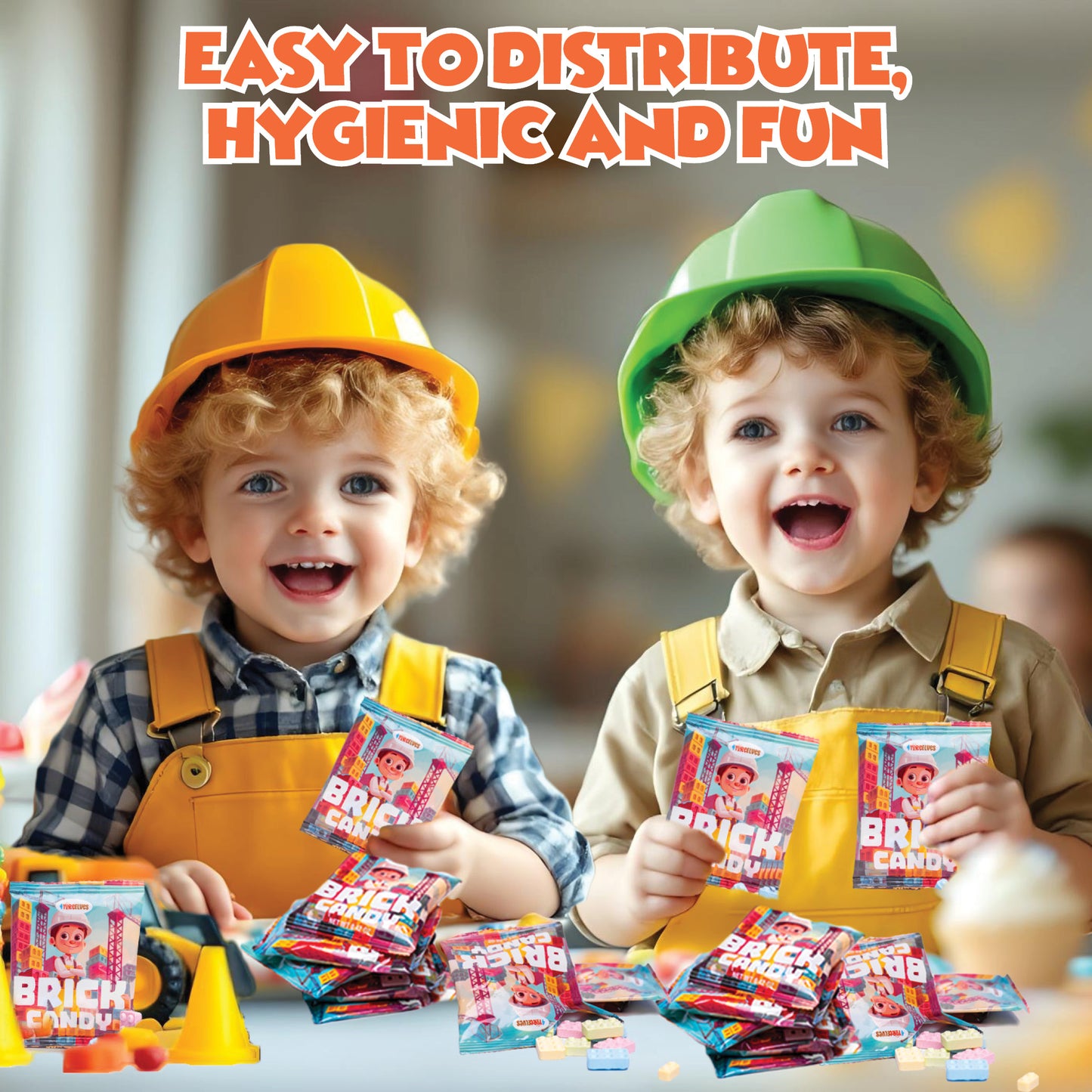 Candy Bricks, 24 Individual Party Favor Bags of Tutti Frutti Flavored Blocks
