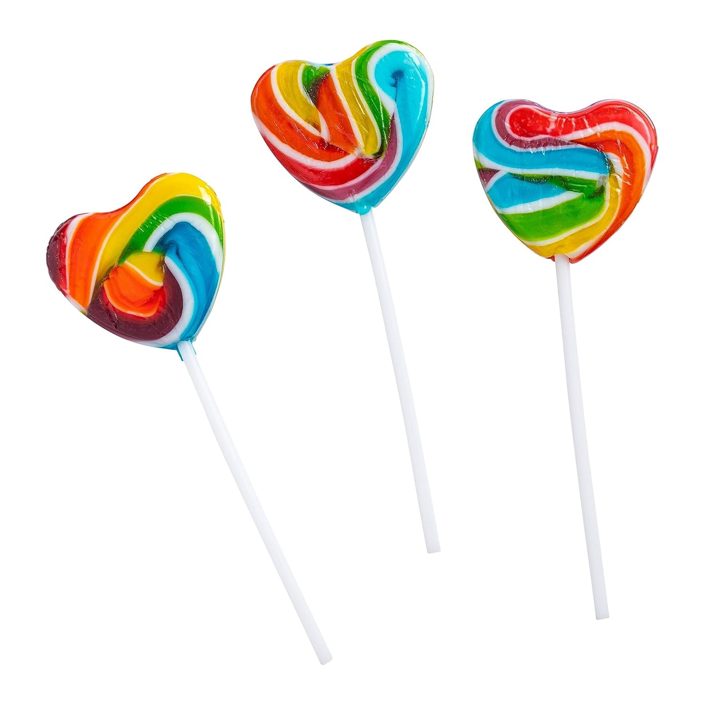 4YoreElves Valentine Heart Rainbow Lollipops Pack of 24