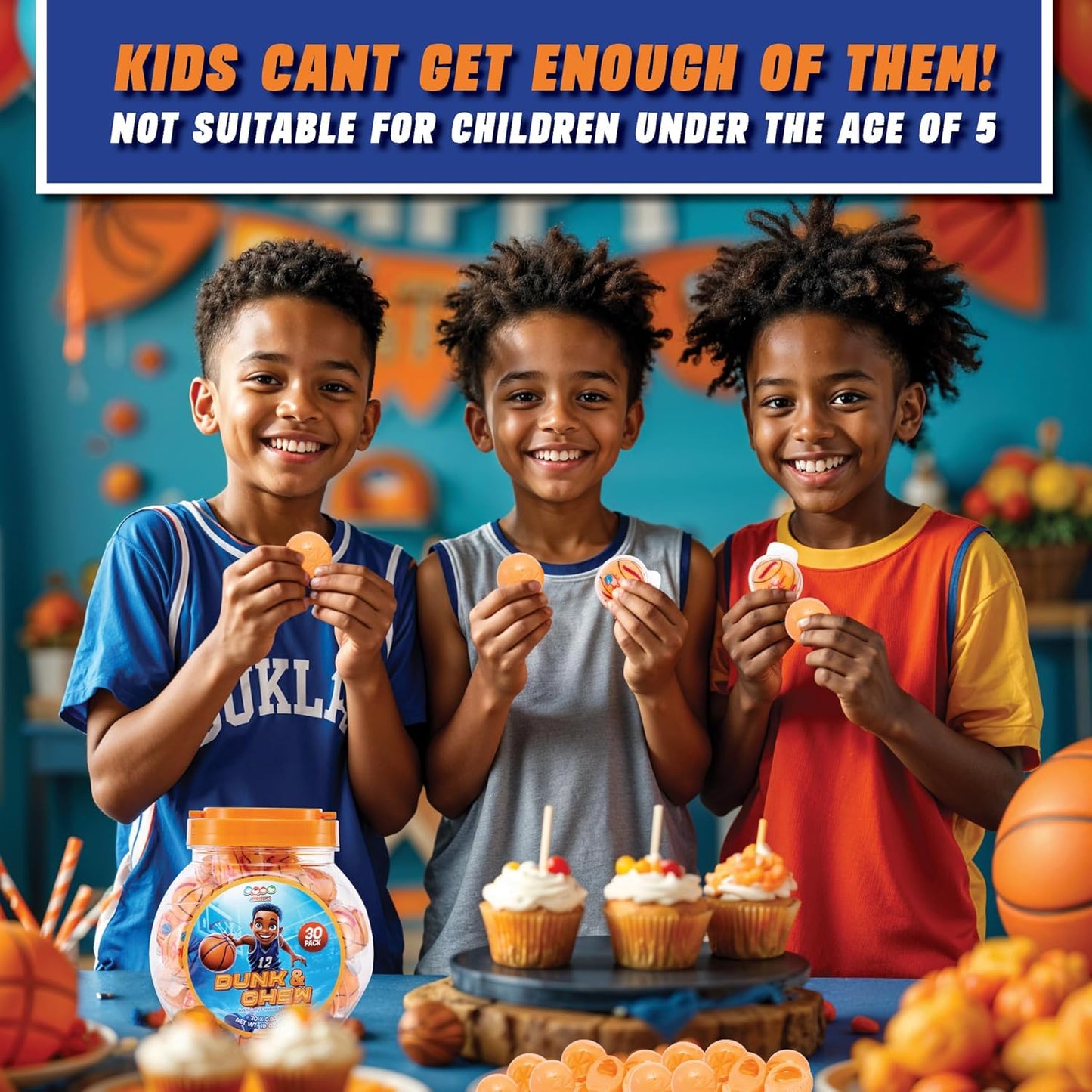 4YoreElves 30 Basketball Candy Gummy Balls with Orange Flavored Jelly Filling
