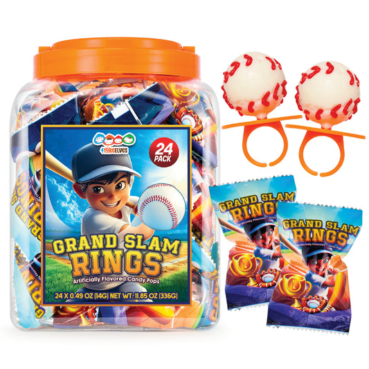 24 Baseball Candy Pops on Wearable Rings