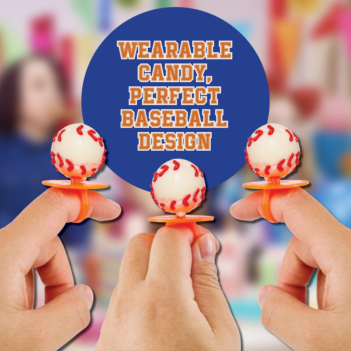 24 Baseball Candy Pops on Wearable Rings