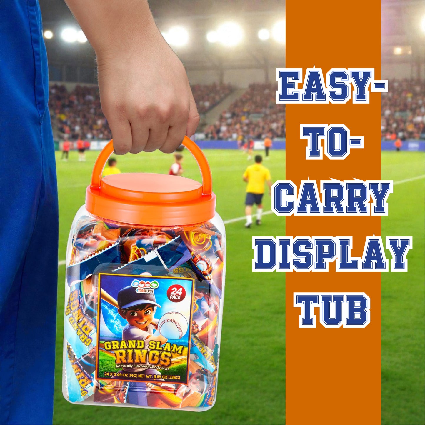 24 Baseball Candy Pops on Wearable Rings