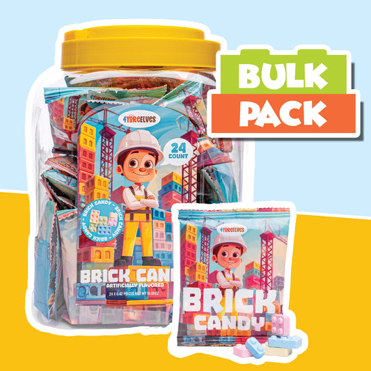 Candy Bricks, 24 Individual Party Favor Bags of Tutti Frutti Flavored Blocks