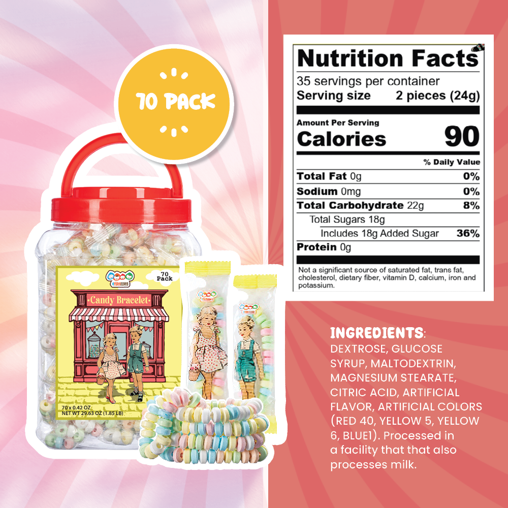4YoreElves Individually Wrapped Candy Bracelets 70