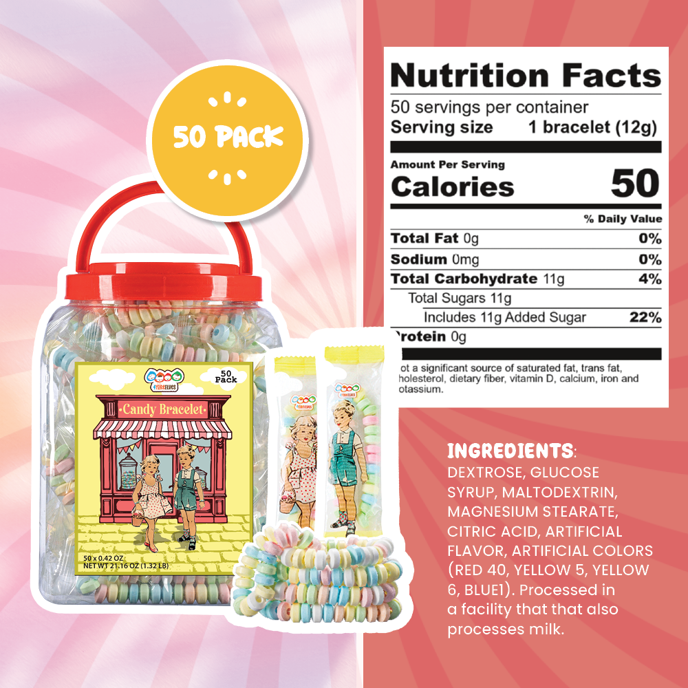 4YoreElves Individually Wrapped Candy Bracelets 50