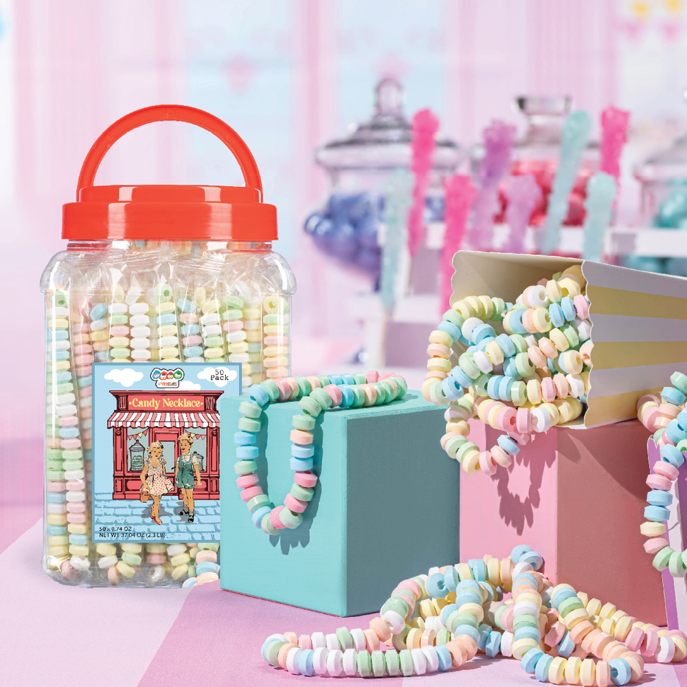 4YoreElves Individually Wrapped Candy Necklaces 50