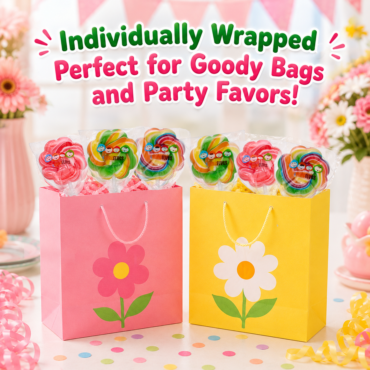 36 Flower Lollipops, Individually Wrapped