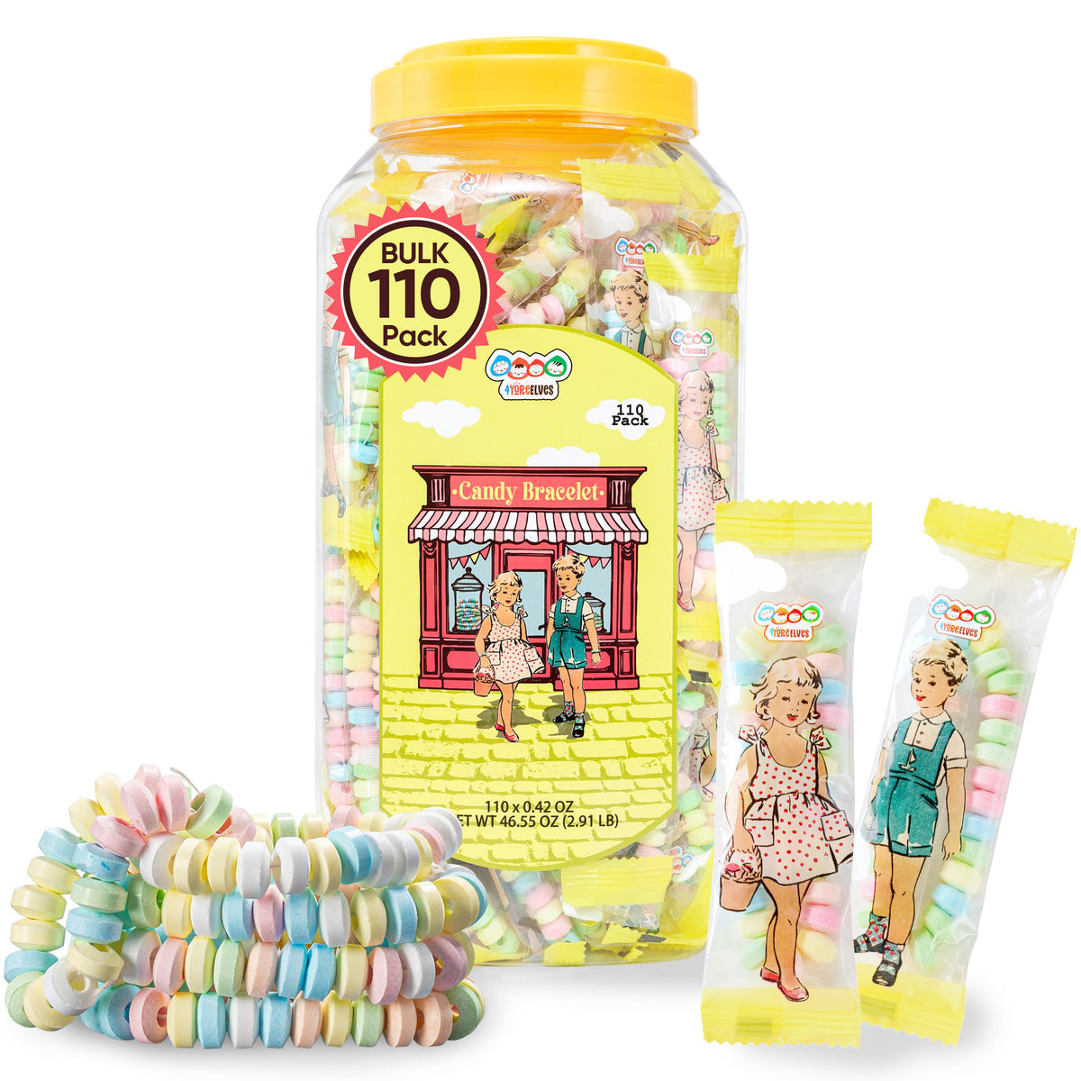 4YoreElves Individually Wrapped Candy Bracelets 110