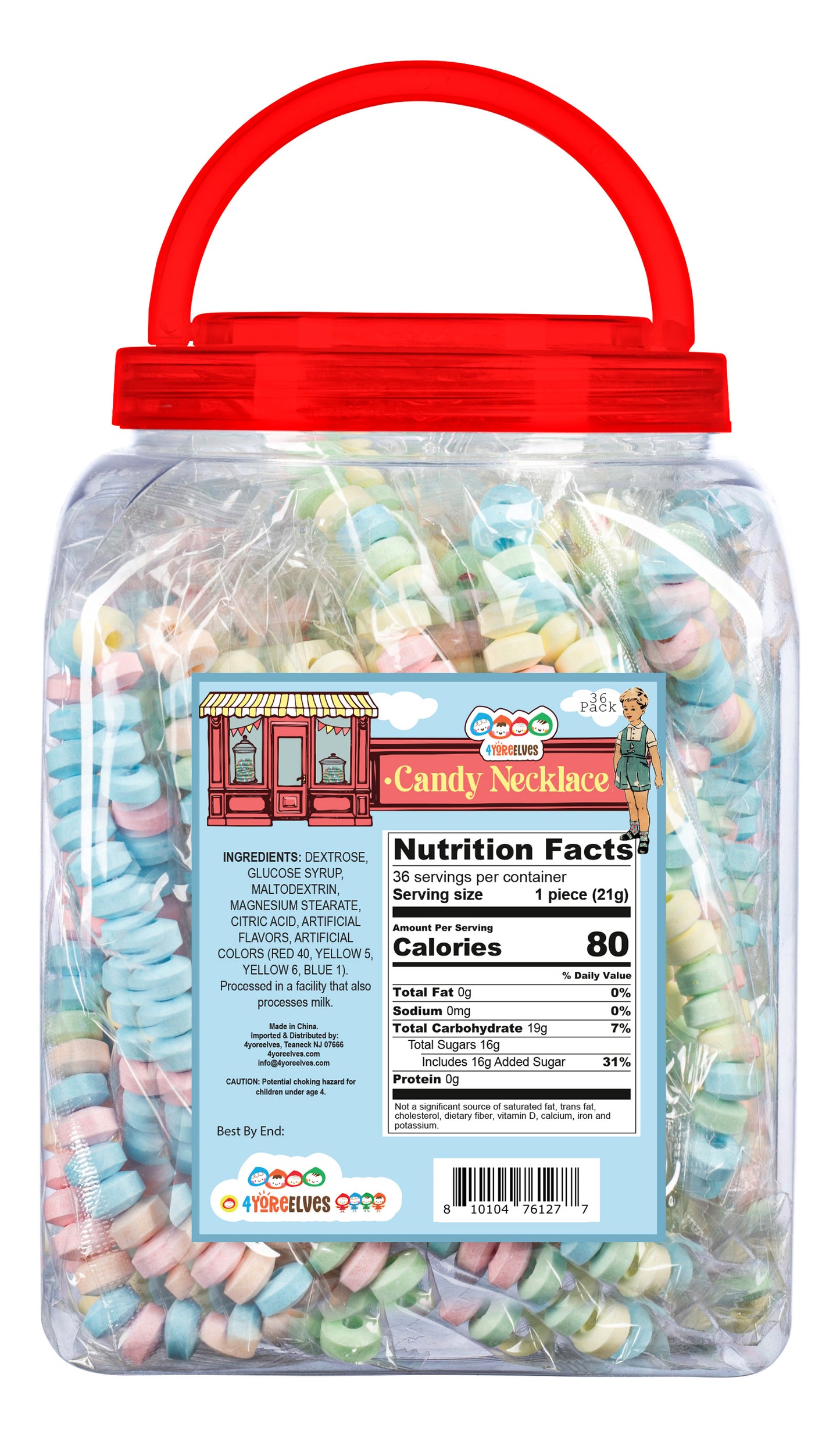 4YoreElves Individually Wrapped Candy Necklaces 36