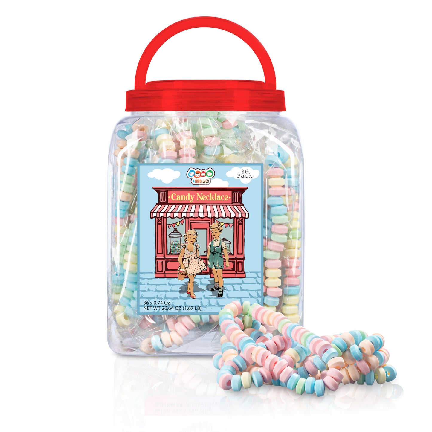 4YoreElves Individually Wrapped Candy Necklaces 36
