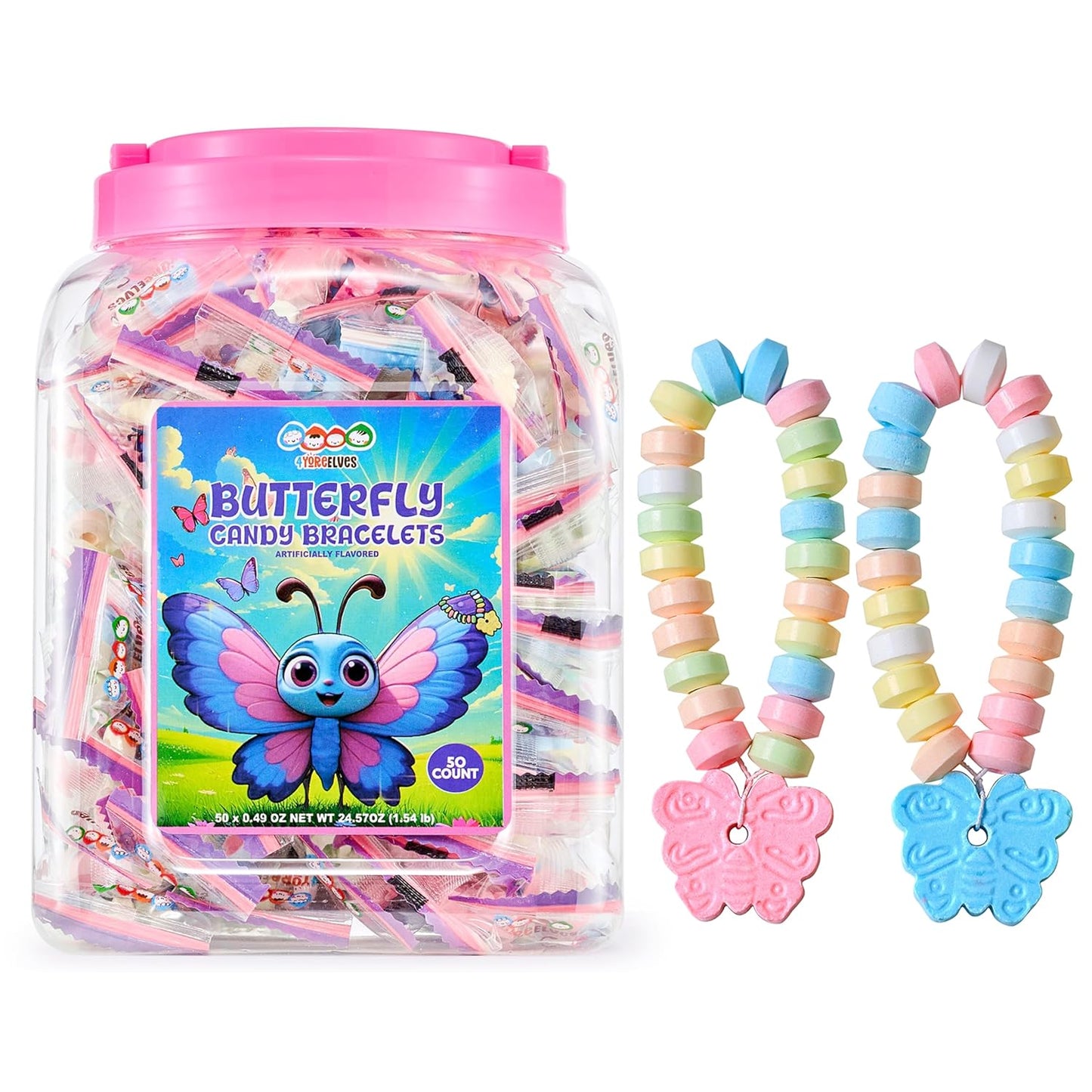 4YoreElves 50 Butterfly Candy Bracelets