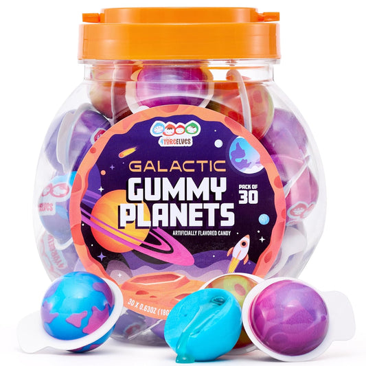 4YoreElves 30 Planet Gummies, Novelty Space Candy with Jelly Filling