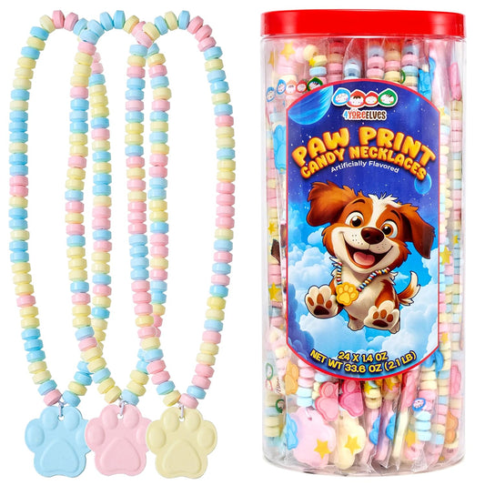 4YoreElves 24 Paw Print Candy Necklaces