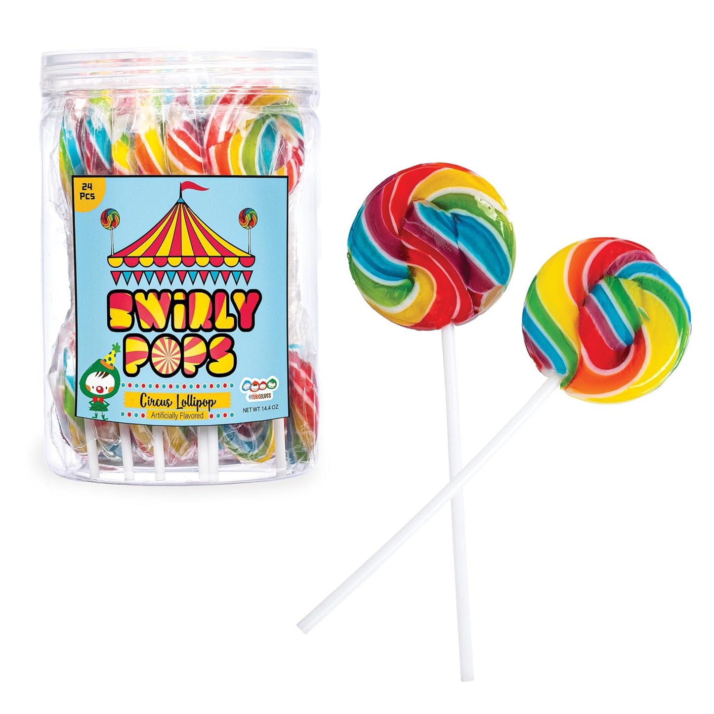4YoreElves Circus Rainbow Lollipops 24 Pack
