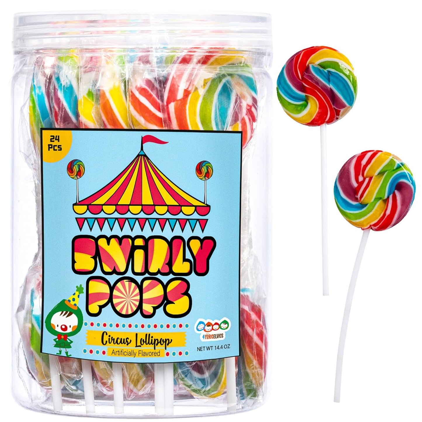 4YoreElves Circus Rainbow Lollipops 24 Pack