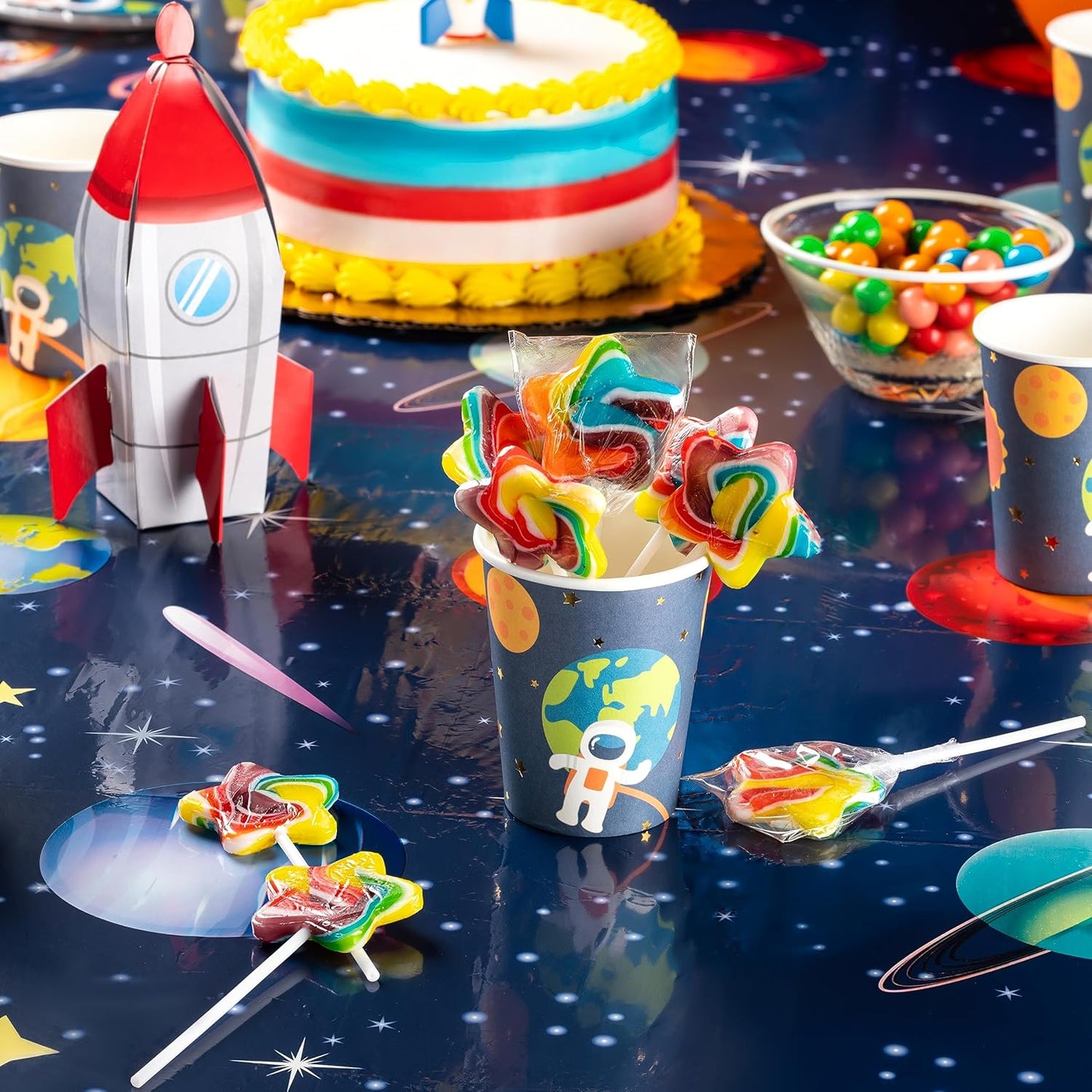 4YoreElves Galaxy Star Rainbow Lollipops Pack of 24