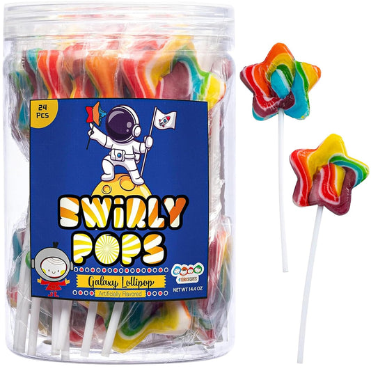 4YoreElves Galaxy Star Rainbow Lollipops Pack of 24