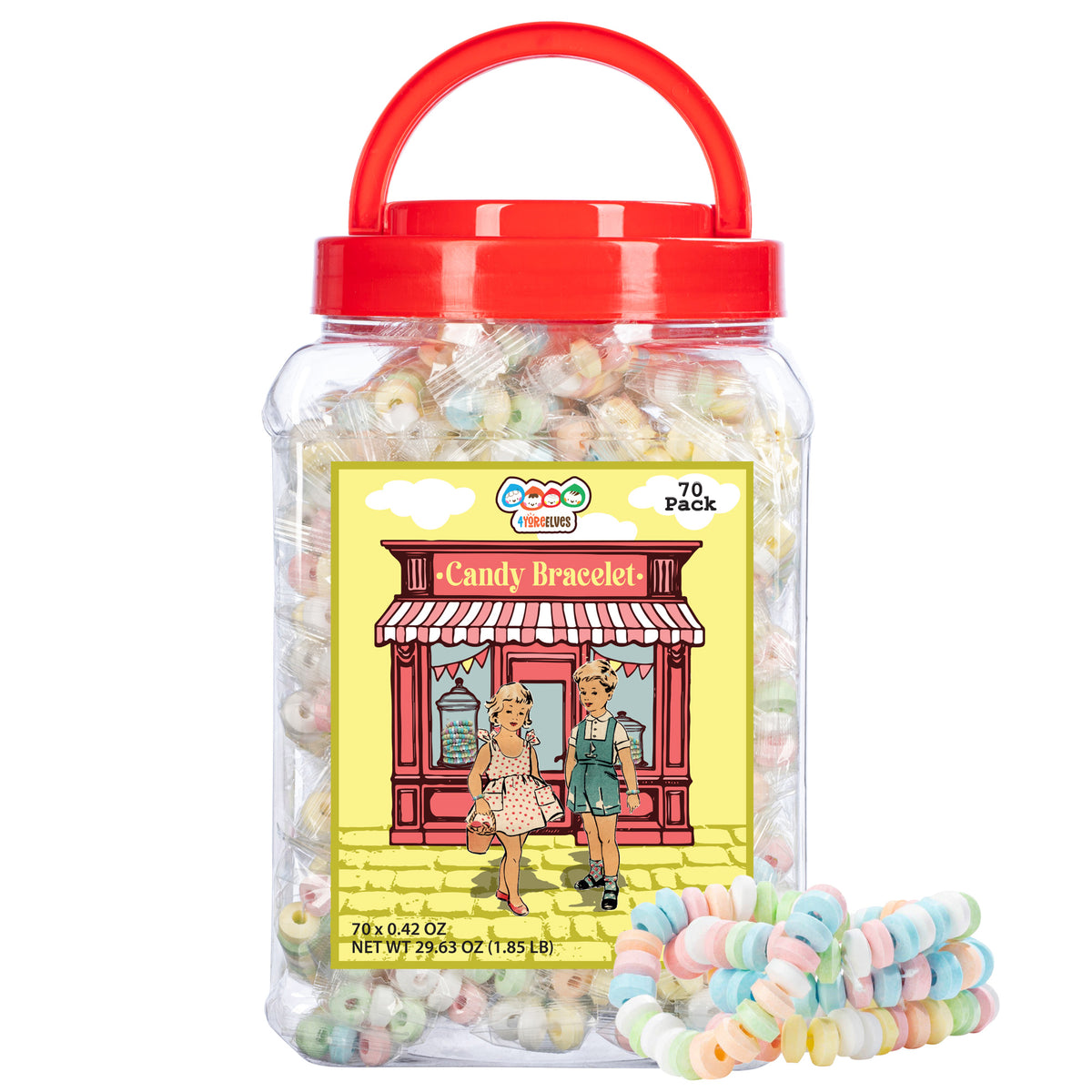 4YoreElves Individually Wrapped Candy Bracelets 70