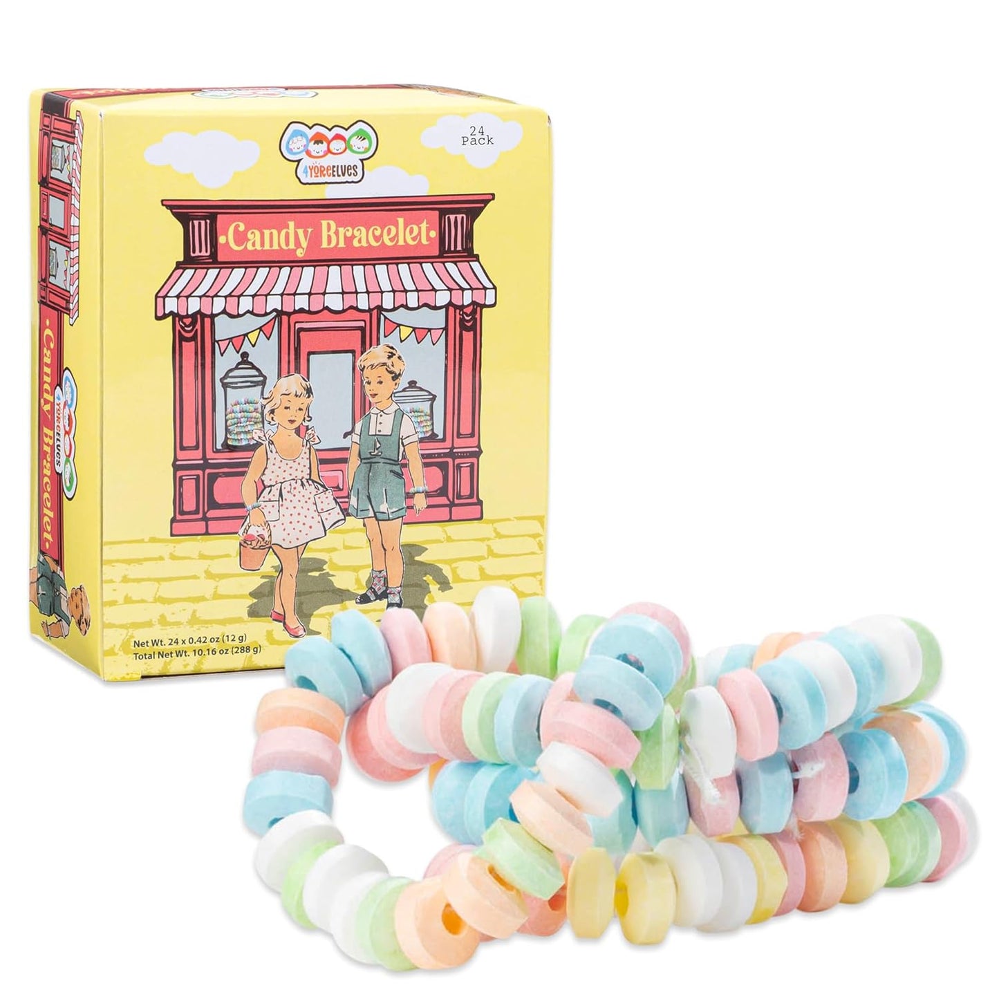 4YoreElves Individually Wrapped Candy Bracelets 24 Count