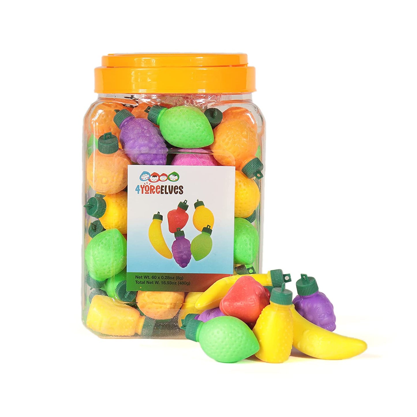 4YoreElves Plastic Fruit Filled with Powder Candy 60 pack