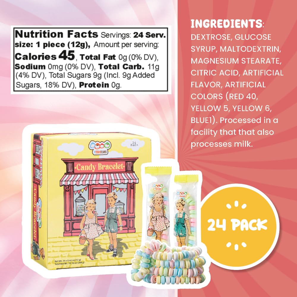 4YoreElves Individually Wrapped Candy Bracelets 24 Count