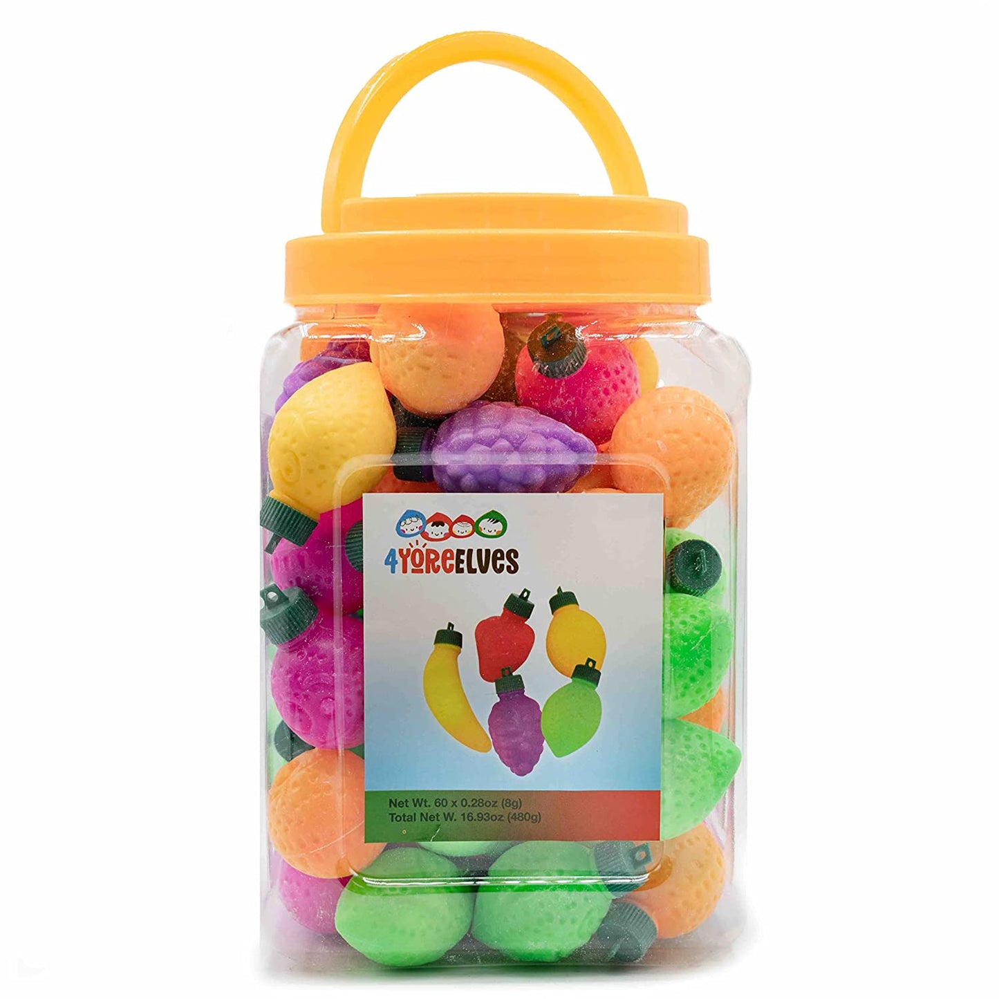 4YoreElves Plastic Fruit Filled with Powder Candy 60 pack