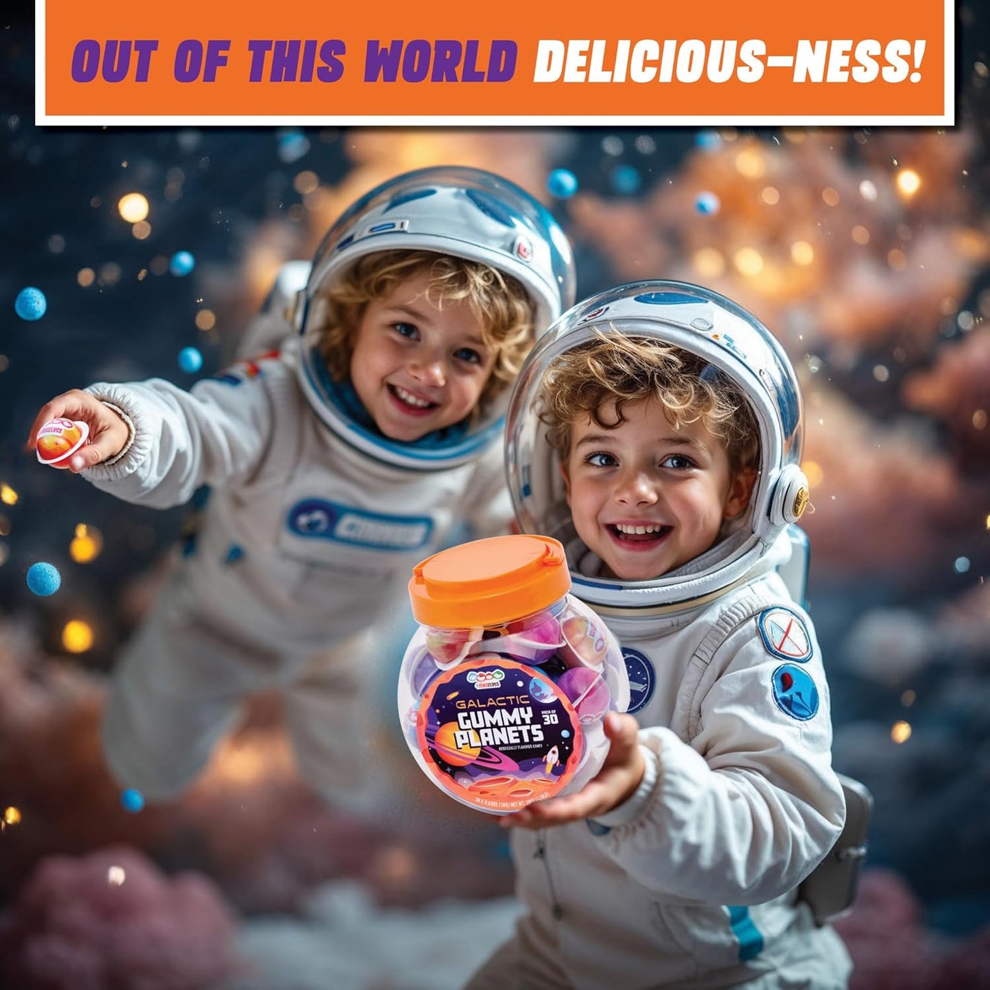 4YoreElves 30 Planet Gummies, Novelty Space Candy with Jelly Filling