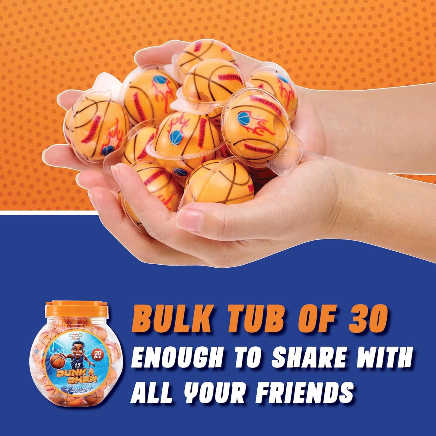 4YoreElves 30 Basketball Candy Gummy Balls with Orange Flavored Jelly Filling