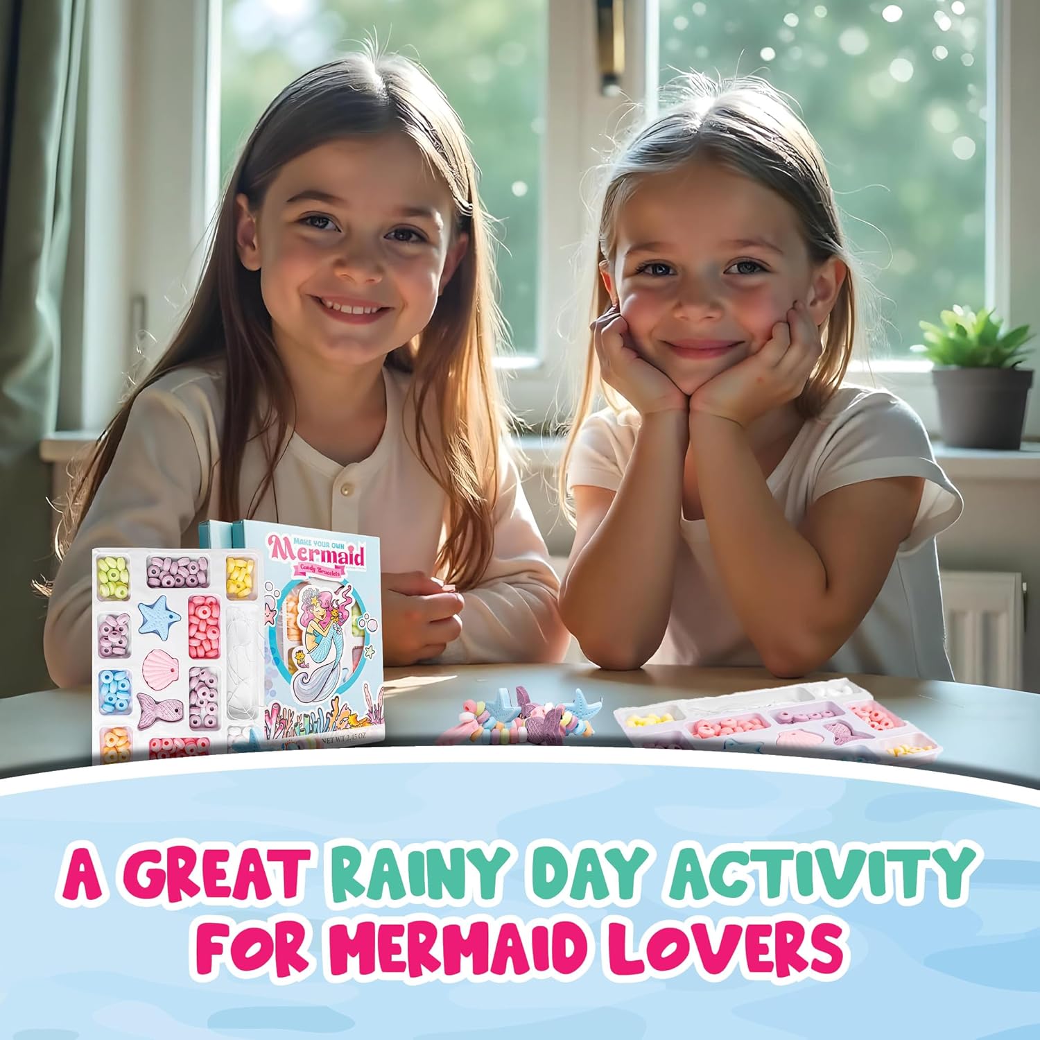 12 Mermaid Candy Bracelet Kits, String Your Own Candy Jewelry: Novelty Mermaid Candy Jewelry DIY Kit, Little Mermaid Party Favors, Box of 12 Individual Packs