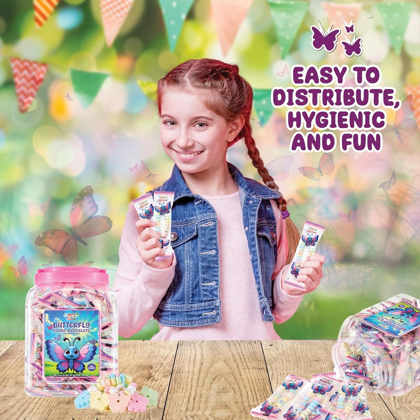 4YoreElves 50 Butterfly Candy Bracelets