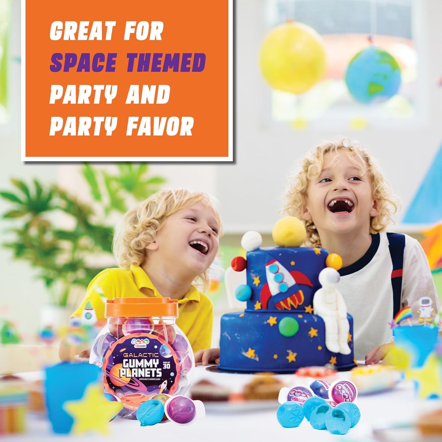 4YoreElves 30 Planet Gummies, Novelty Space Candy with Jelly Filling