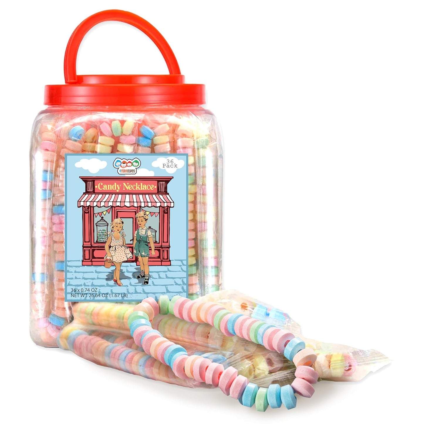 4YoreElves Individually Wrapped Candy Necklaces