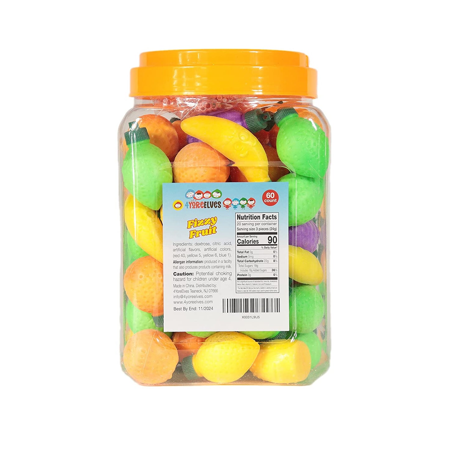 4YoreElves Plastic Fruit Filled with Powder Candy 60 pack