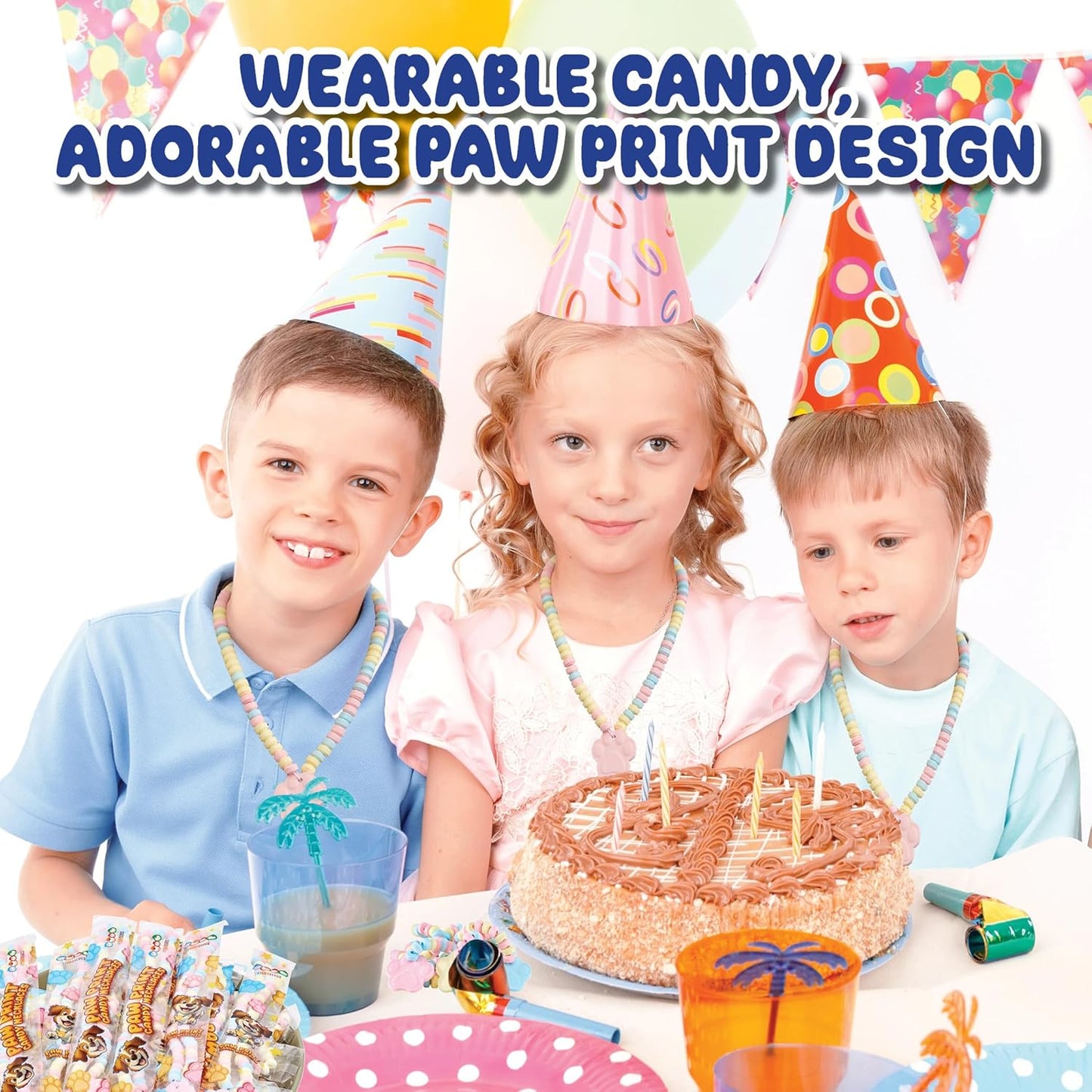 4YoreElves 24 Paw Print Candy Necklaces