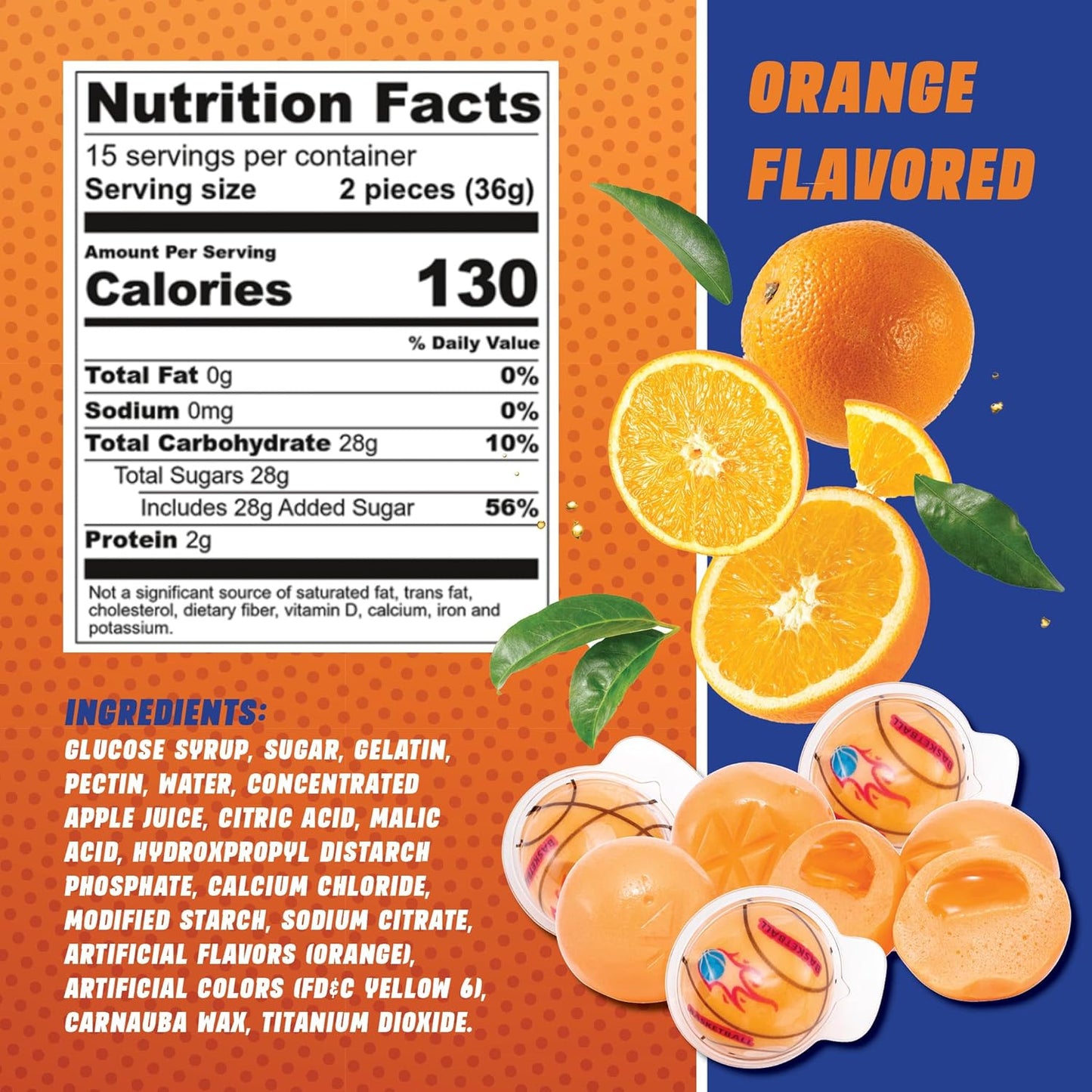4YoreElves 30 Basketball Candy Gummy Balls with Orange Flavored Jelly Filling