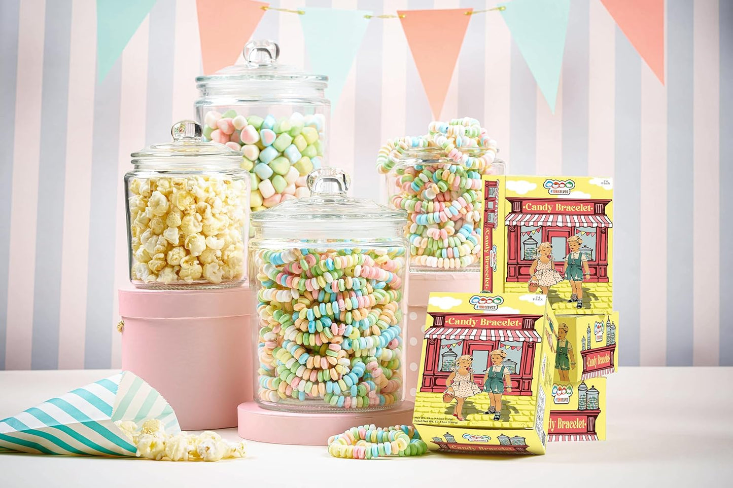 4YoreElves Individually Wrapped Candy Bracelets 24 Count