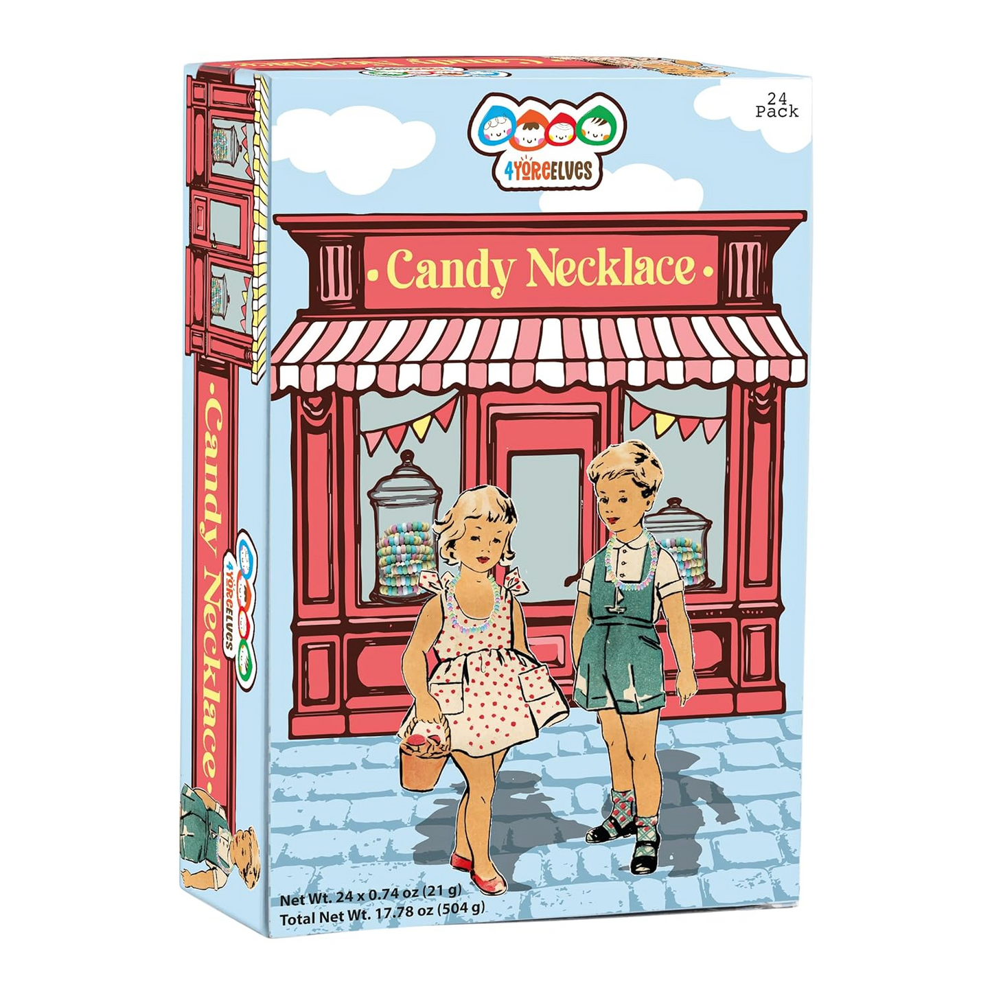 4YoreElves 24 Pack of Candy Necklaces Individually Wrapped