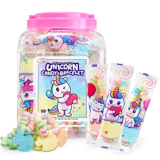 4YoreElves 50 individual wrapped Unicorn Candy Bracelet