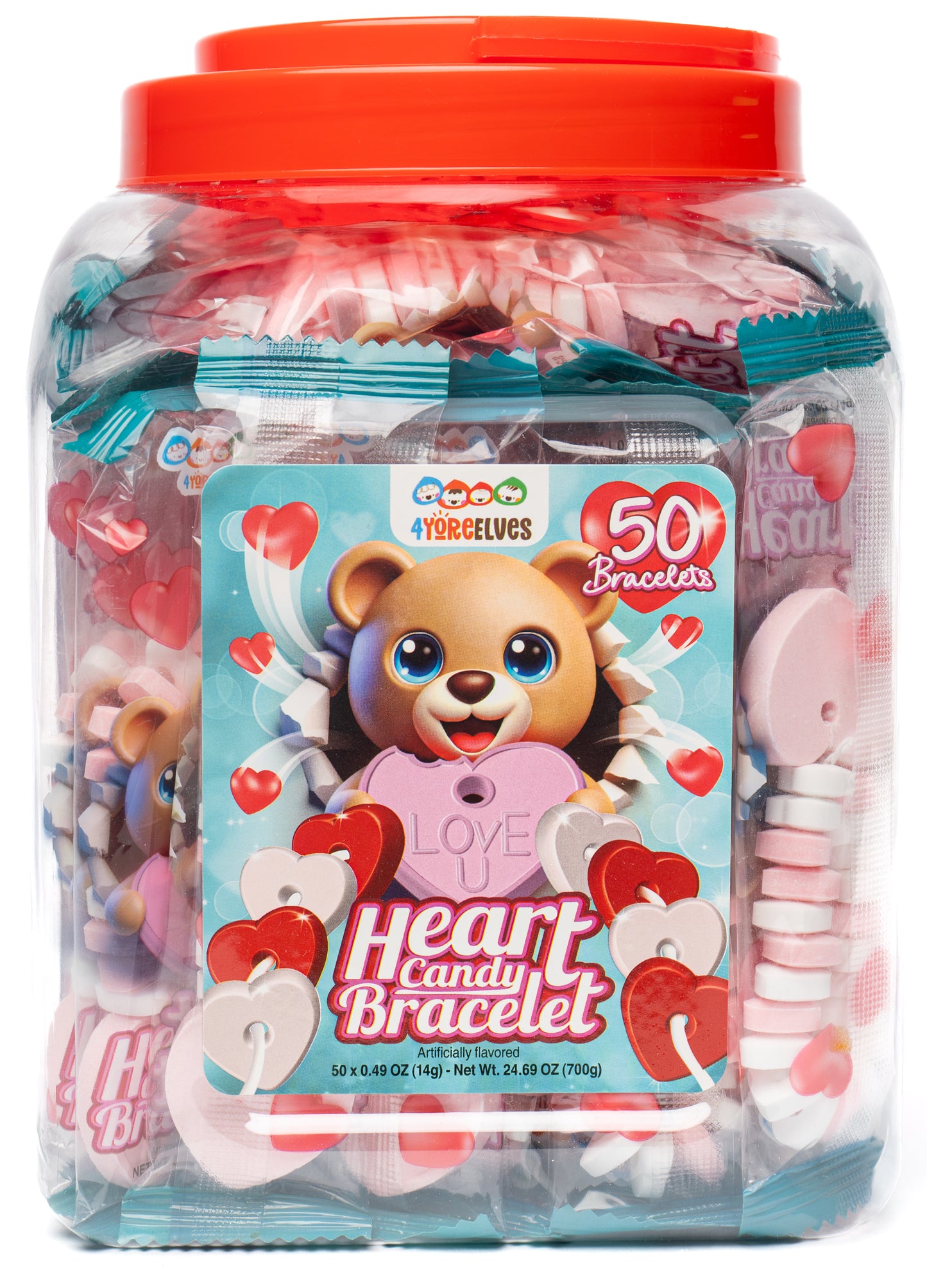 4YoreElves 50 Heart Candy Bracelets