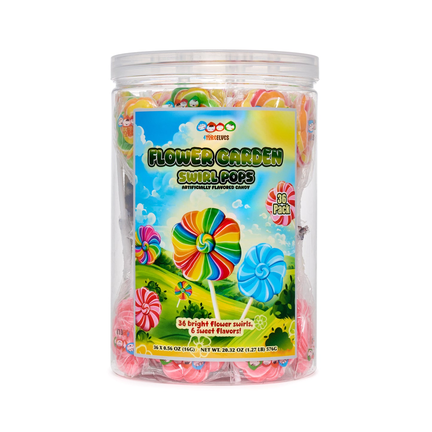 36 Flower Lollipops, Individually Wrapped